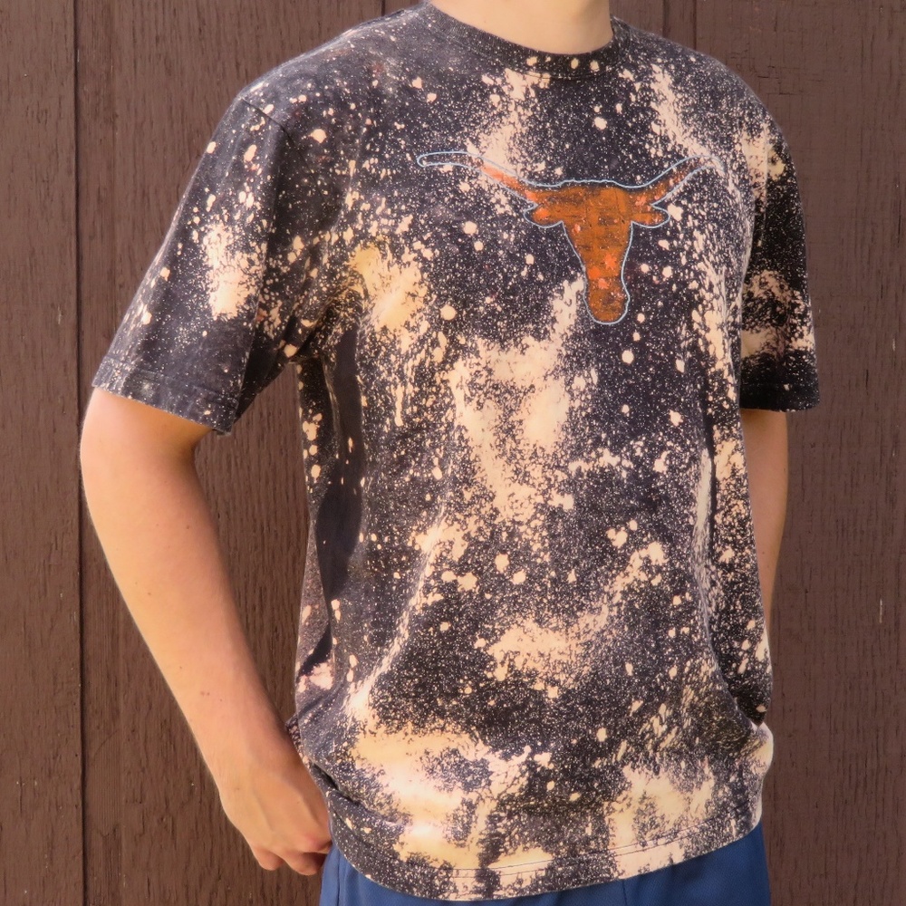 UT Austin Texas Longhorns Custom Bleach Tee sz L - Picture 1 of 4